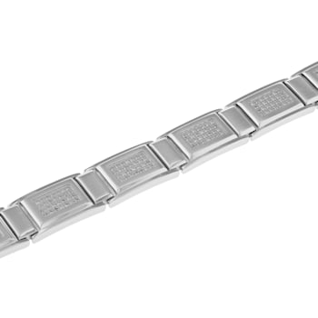 1CTW Diamond Stainless Steel Square Link Bracelets