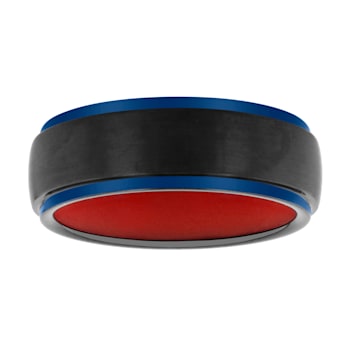 Tungsten Comfort™ 8MM Tungsten Black & Blue Ion Plated Red Silicone
Inside Band