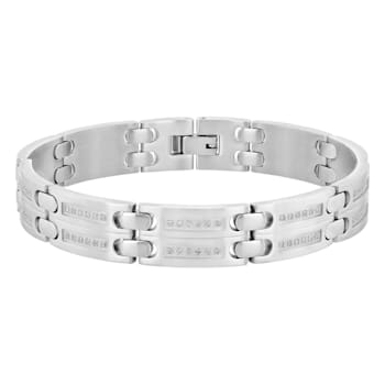 1/2CTW Diamond Stainlesss Steel Double Row Link Bracelet