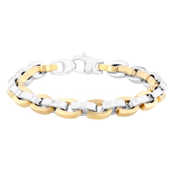 Two-Tone Stainless Steel Horseshoe Link Bracelet