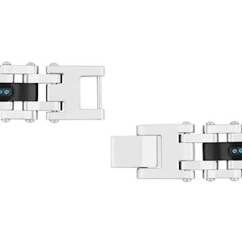 1/6CTW Blue Diamond & Stainless Steel with Black IP Bracelet