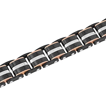 Stainless Steel Black and Rose Ion Plated Diamond Bracelet 1/3ctw