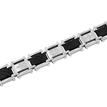 1/4CTW Diamond Two Tone Stainless Steel Cross Link Bracelet