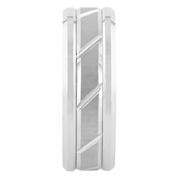 Tungsten 8MM Grooved Comfort-Fit Band in Lustrous White