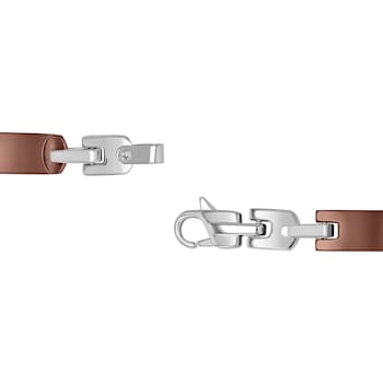 Stainless Steel Brown Ion Plated Tag Link Bracelet