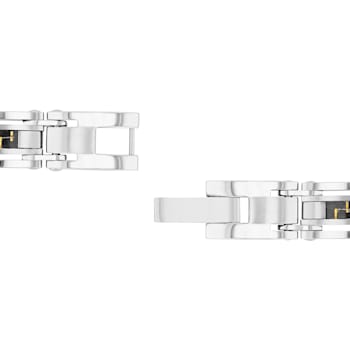 Stainless Steel with Yellow Ion Carbon Fiber & Cable Bracelet