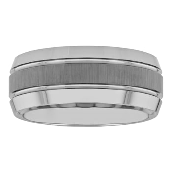 Tungsten 9MM Brushed Center Grooved Band