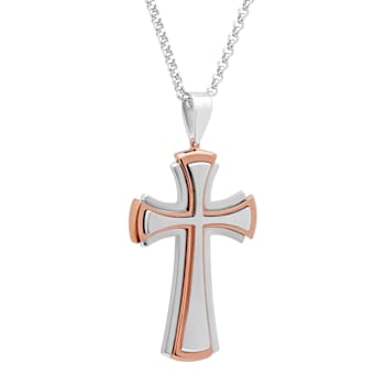 Two-tone Stainless Steel Cross Pendant