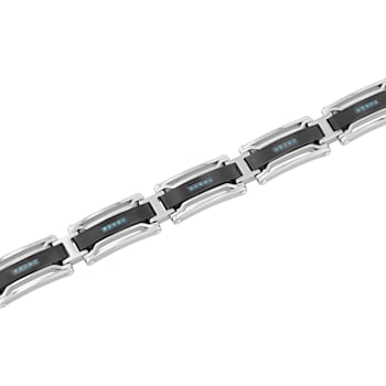 1/6CTW Blue Diamond Two-Tone Stainless Steel Link Bracelet