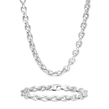 Stainless Steel Wishbone Chain Necklace and Bracelet Set