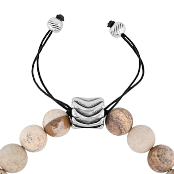 River Rock Bead and Stainless Steel Bolo Bracelet