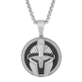 1/2CTW Black and White Stainless Steel Spartan Pendant