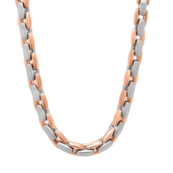 Stainless Steel 7MM Rose Ion Plated Chain Necklace