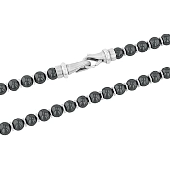 Hematite and Stainless Steel 8MM Bead Necklace