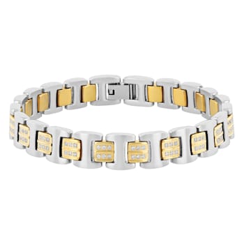 1CTW Diamond Two-Tone Stainless Steel Link Bracelet