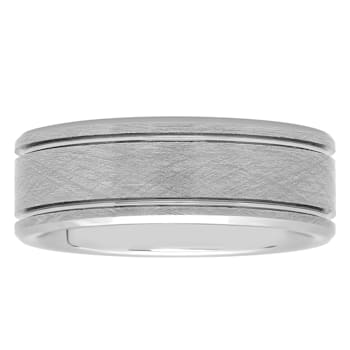 Tungsten Comfort™ 8MM Tungsten Satin Grooved Band