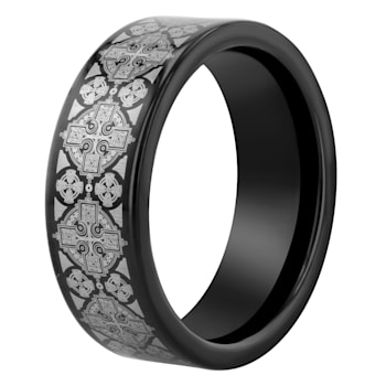 Tungsten Comfort™ Tungsten 8MM Black Laser Pattern Band