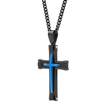 Black & Blue IP Stainless Steel Cross