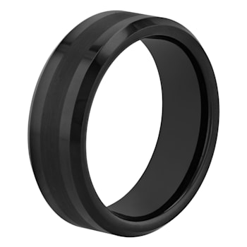 Tungsten Comfort™ Tungsten 8MM Black Ion Plated Satin Center Band