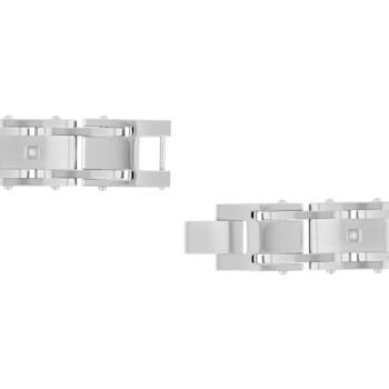 1/10CTW Diamond Stainless Steel Rail Road Link Bracelet