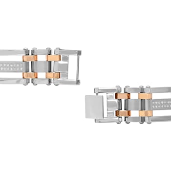 3/4CTW Diamond Two-Tone Stainless Steel Link Bracelet