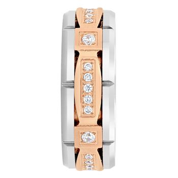 Tungsten Comfort™ 1/5CTW Diamond Tungsten 8MM Rose Ion Plated Brick Edge Band