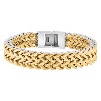 Stainless Steel Yellow Ion Plated Double Row Franco Bracelet