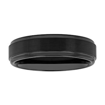Tungsten 6mm Black Ion Plated Step Edge Band