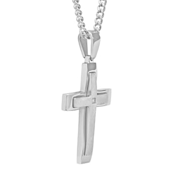 0.01CT Stainless Steel Stacked Cross
