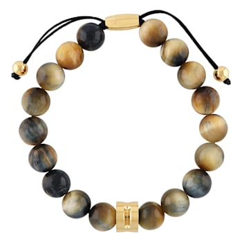 Honey Tiger Eye Bead & Stainless Steel Bolo Bracelet