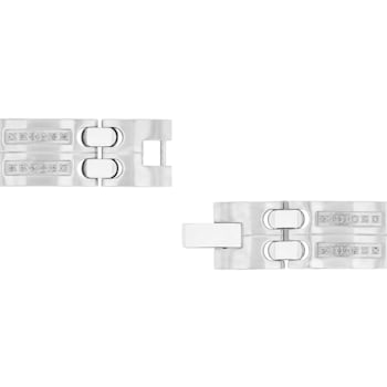 1/2CTW Diamond Stainlesss Steel Double Row Link Bracelet