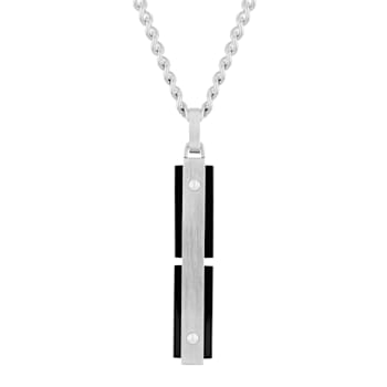 Two-Tone Stainless Steel Vertical Bar Pendant