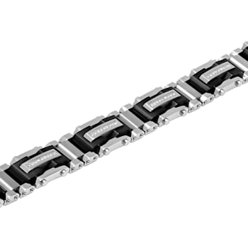 3/8CTW Diamond Two-Tone Stainless Steel Link Bracelet