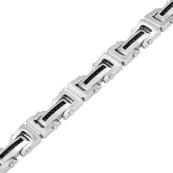 1/2CTW Black Diamond Stainless Steel Link Bracelet