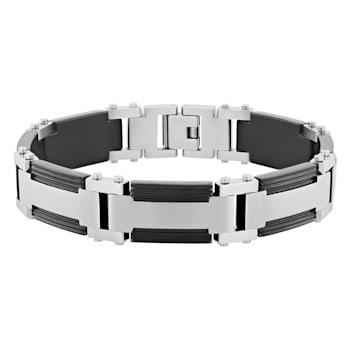 Diamond Accent Two-Tone Stainless Steel Dog Tag, Cross Pendant, &
Bracelet Set