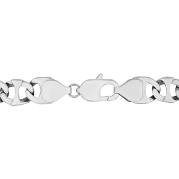 Stainless Steel Oval Mariner Chain Necklace and Bracelet Set.
