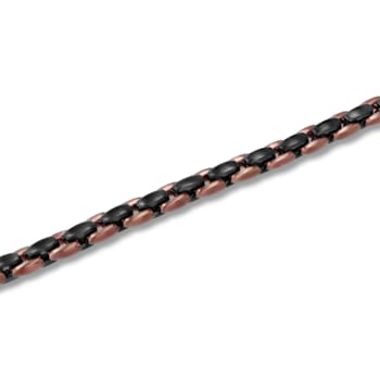 Stainless Steel Black & Brown Ion Plated Oval Link Bracelet