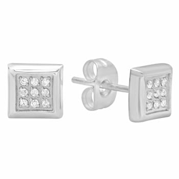 1/10CTW DIAMOND & STAINLESS STEEL EARRINGS