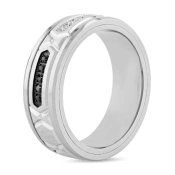Tungsten Comfort™ .12CTW Black and White Diamond Tungsten Black Ion
Plated Band