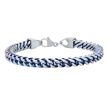 Stainless Steel White and Blue Franco Bracelet