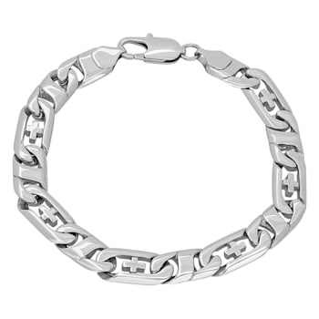 Stainless Steel Cross Mariner Link Bracelet