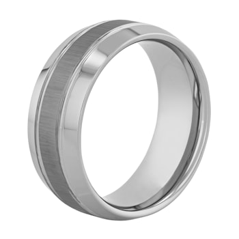 Tungsten 9MM Brushed Center Grooved Band