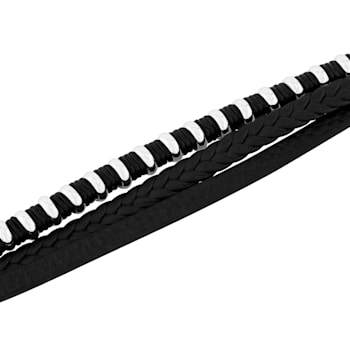 Stainless Steel Faux Leather Bracelet