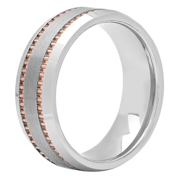 Tungsten Comfort™ Tungsten 8MM Double Row Milgrain Band