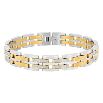 1CTW Diamond Two-Tone Stainless Steel Link Bracelet