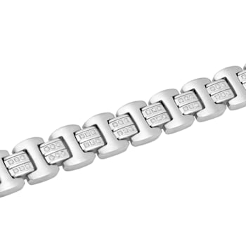 1CTW Diamond Stainless Steel Link Bracelet