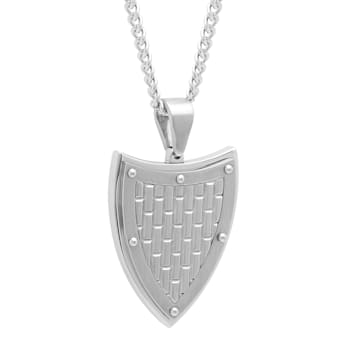 Stainless Steel Brick Shield Pendant