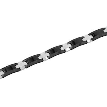 Tungsten and Ceramic with Two-Tone Finish Link Bracelet
