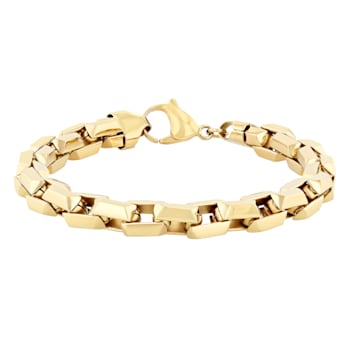 Stainless Steel with Gold-Tone Finish Prism Link Chain Bracelet