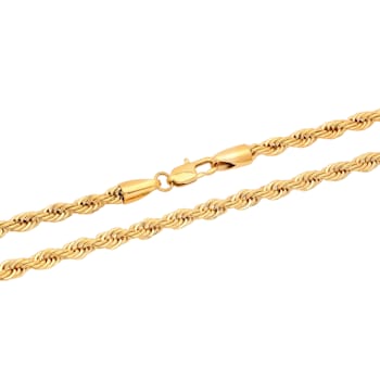 Stainless Steel 5MM Yellow Ion Plated Rope Chain Necklace